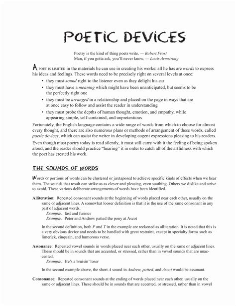 50 Poetic Devices Worksheet 1