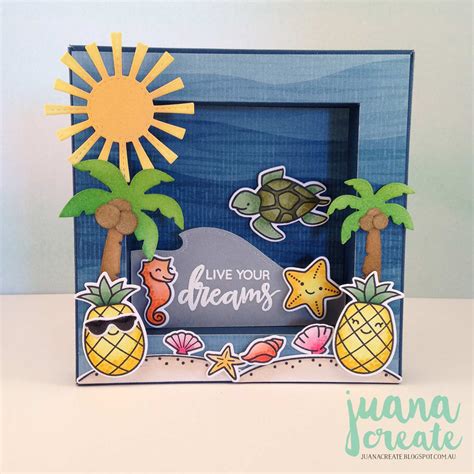 juana ambida encouragement shadow box with lawn fawn beach themed sets