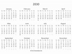 Free Printable Calendar 2030