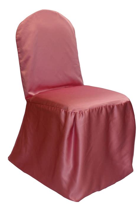90″ x 90″ square, 96″ round, 108″ round, 126″ round, 132″ round, 90″ x 156″ banquet, napkins, table runners, chair ties, chair covers, chair pad covers, pillows. Dusty Rose Lamour Chair Cover