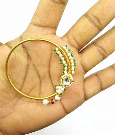 Indian Handmade 20 K Yellow Gold Bridal Nath Nose Ring Jodha Nose Ring