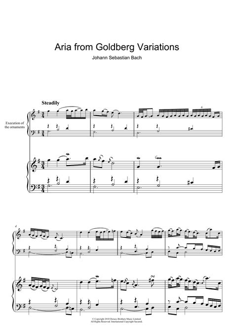 Johann Sebastian Bach Aria From The Goldberg Variations Sheet Music