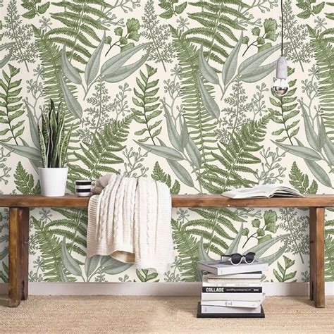 Wallpaper Herbs Botanical Peel And Stick Removable Wall Paper Etsy