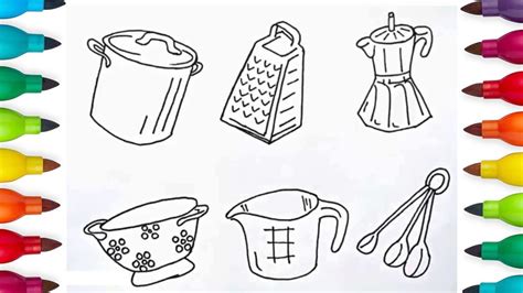 This cooking coloring pages printable uploaded by mrs. How To Draw Cooking Utensils || Kitchen Utensils Drawing ...