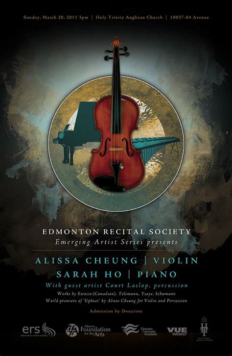 The Poster For An Upcoming Concert With Violin And Piano In Front Of A