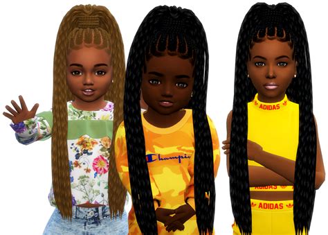 Highpony Braids All Ages Toddler Hair Sims 4 Sims 4 Toddler Sims 4
