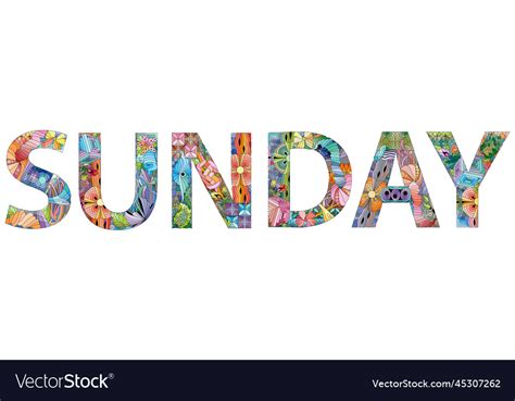 Word Sunday Decorative Entangle Object Royalty Free Vector