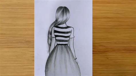Beautiful Girl Drawing With Backside Pencil Sketch How To Draw A