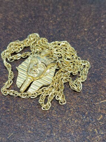 Crown Trifari King Tut Pharaoh Egyptian Necklace 24 Long 3870019434
