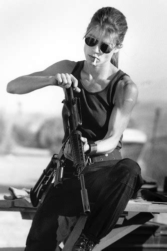 Some reviews i had read had me worried about the sarah connor figure in this set. Terminator 2 Linda Hamilton as Sarah Connor with cigarette loading gun Poster | eBay