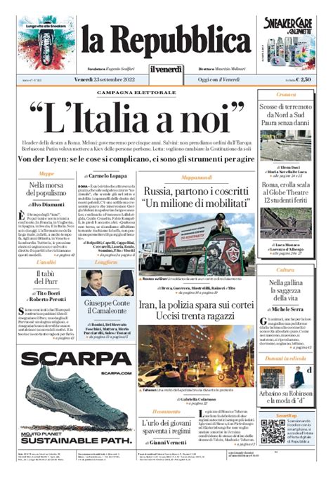 Repubblica On Twitter La Prima Pagina Di Oggi 23settembre Lzazp2gm1r 📰 T