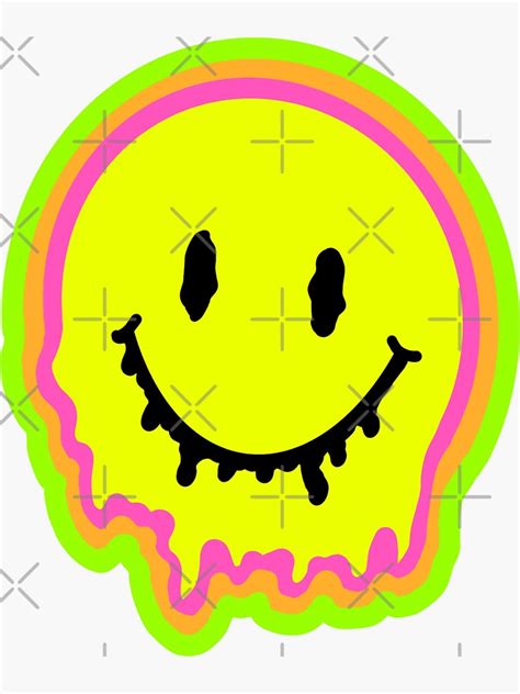Drippy Smiley Face Sticker By Charliseb2 Redbubble