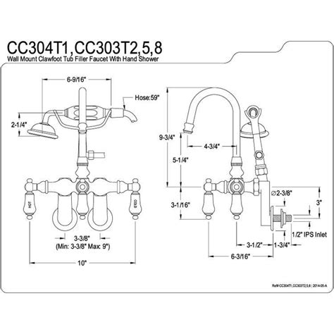 American standard 11 brizo 78 central brass 16 chicago faucet. Kingston Brass Chrome Wall Mount Clawfoot Tub Faucet w hand shower CC3 - FaucetList.com