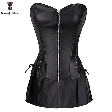 Corset Dress Suit Women Faux Leather Corsets Plus Size 6xl Synthetic Leather Korset Gothic Boned