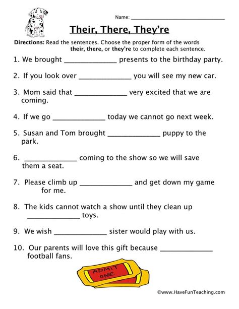 Their There Theyre Homophones Worksheet Have Fun Teaching