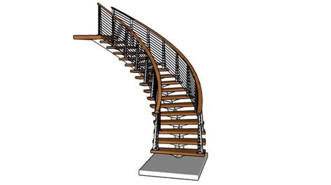 For balconies, pools, bridges, street furniture Chicago Style Curved Stair - 3D Warehouse | Cable railing ...