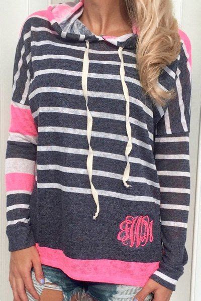 Casual Style Hooded Long Sleeve Black And White Stripe Womens Colorful