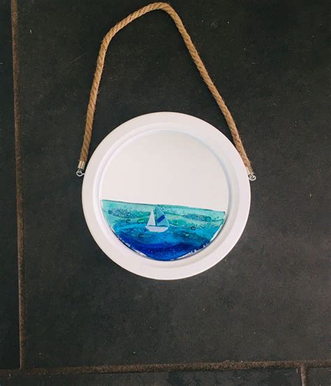 Maybe you would like to learn more about one of these? White Wooden Porthole Mirror with Fused Glass Art Sea ...