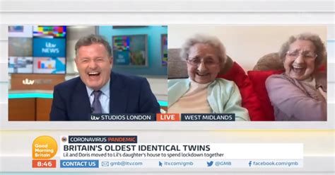 Britains Oldest Twins Flirt With Piers Morgan On Gmb Entertainment Daily