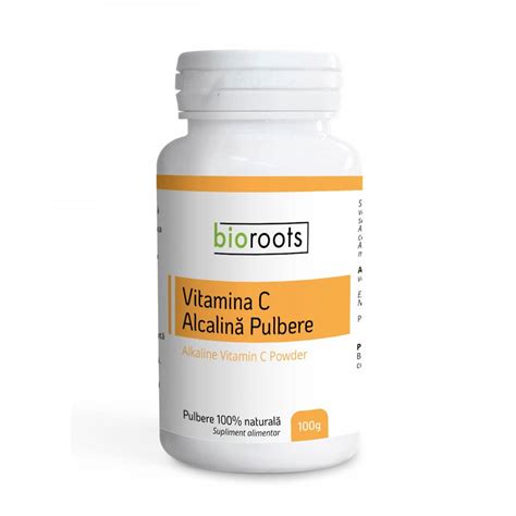 Vitamina C Alcalina Pulbere 100 Naturala 100g Bioroots Dr Max Farmacie