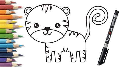 Como dibujar un tigre facil para niños How to drawing a tiger YouTube