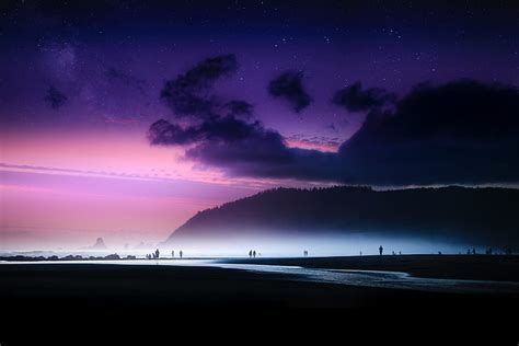 Hd Wallpaper Twilight 4k 8k Beach Purple Sky Wallpaper Flare