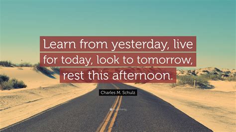 Charles M Schulz Quote Learn From Yesterday Live For Today Look To