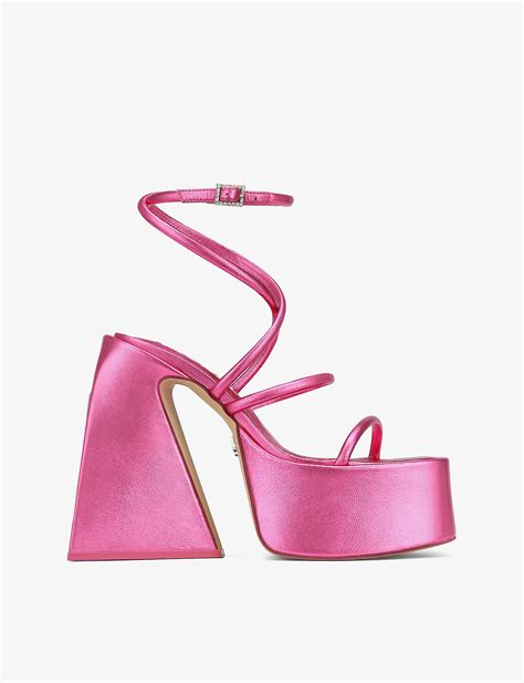 Naked Wolfe Angel Strap Detail Platform Leather Sandals In Pink Lyst Uk