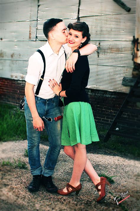 Rockabilly Rockabella Couple Photo Shoot Greaser Guy And Girl Classic Vintage Pinup Style