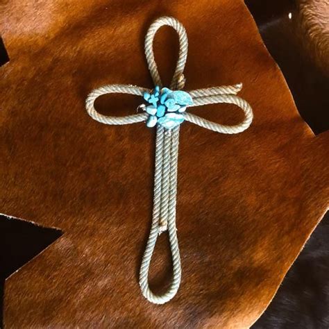 Unbridled Faith Real Lariat Rope Cross With Turquoise Etsy