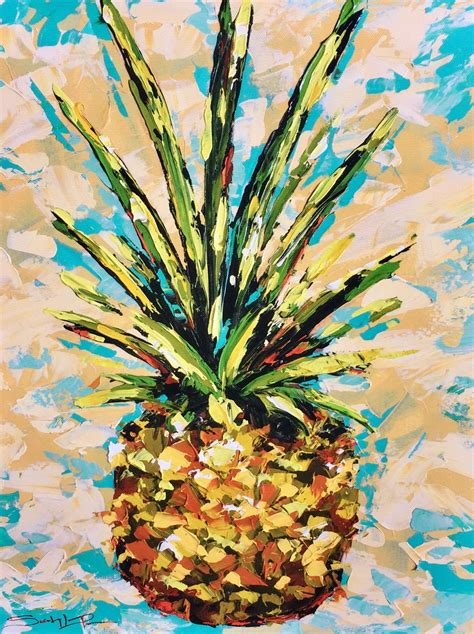 Acrylic Pineapple Painting By Sarah Lapierre Abstract Art Diy