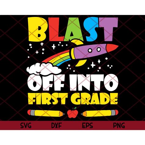 Blast Off Into First Grade First Day Of School Rainbow Etsy