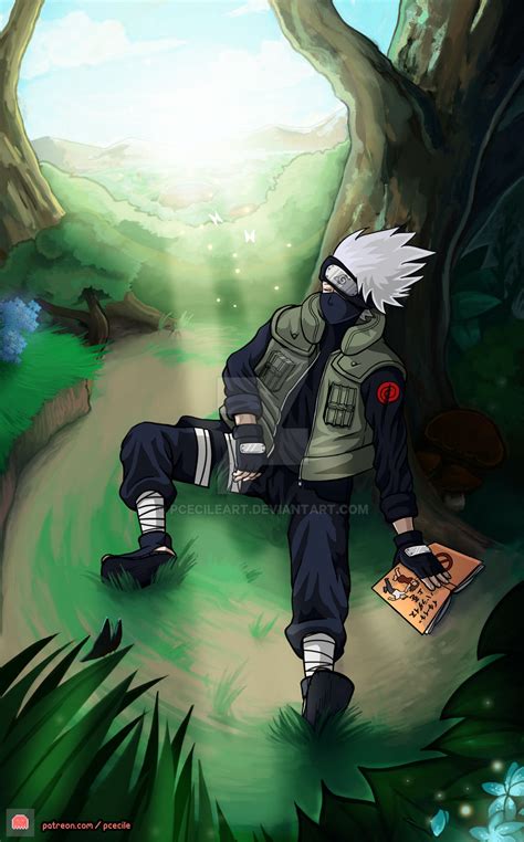Kakashi Reading His Book By Pcecileart On Deviantart