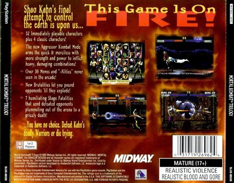 Mortal Kombat Trilogy NTSC PSX BACK Playstation Covers Cover