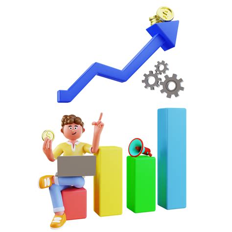 3d Character Person Doing Digital Marketing With Graph 11665516 Png