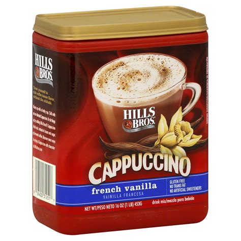 Hills Bros French Vanilla Cappuccino Cafe Style Drink Mix 16oz Canister