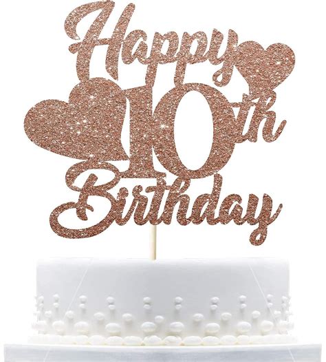 Buy Zyozique Rose Gold Happy 10th Birthday Cake Topper Double Digits