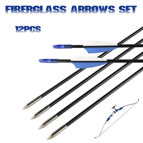 12 Pcsset Fiberglass Arrow 30 Inches Spine 700 Diameter 6 Mm For