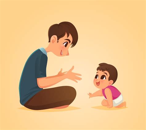 Father And Son Premium Vector