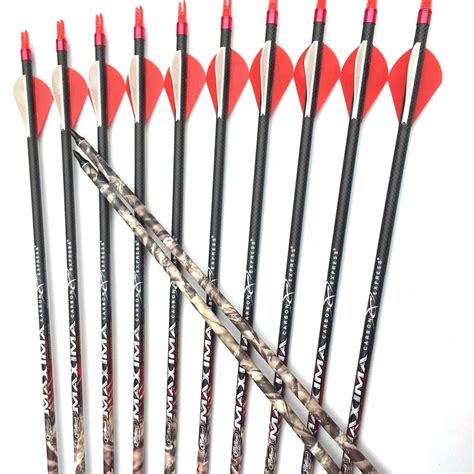 612pcs Archery Carbon Arrows Spine400 1k Weave Id62mm 32inch Point
