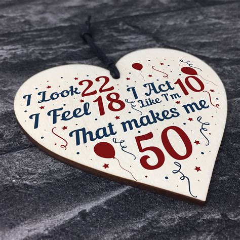 Funny 50th Birthday Ts For Men Women 50th Decorations Wooden Heart