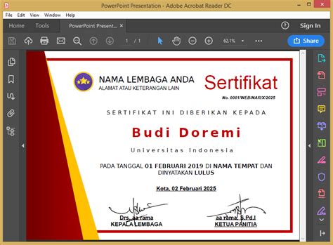 Cara Memberikan Nama Pada Sertifikat Pelatihan Imagesee