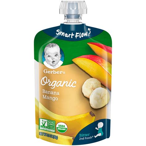 Gerber 2nd Foods Organic Banana Mango Baby Food 35 Oz Pouches 12