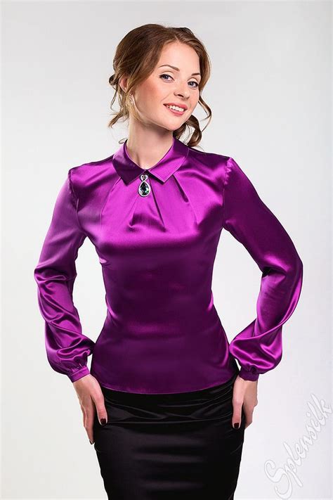black satin skirt and purple satin blouse satin blouses gorgeous blouses shiny blouse