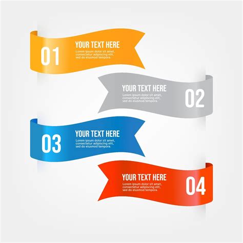 Set Of Ribbons Infographic Banner Colored Ribbon Labels With A Set Of