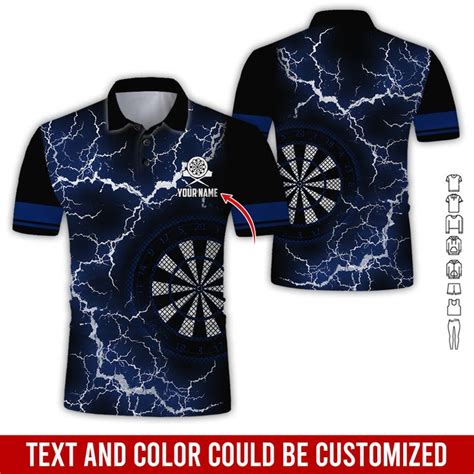 Customized Name Darts Polo Shirt Darts Thunder Lightning Personalized