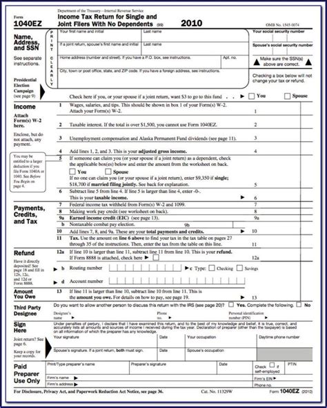 Irs Tax Form 1040ez 2019 Form Resume Examples A19x84r94k