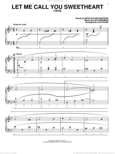 Let Me Call You Sweetheart Sheet Music For Piano Solo Pdf