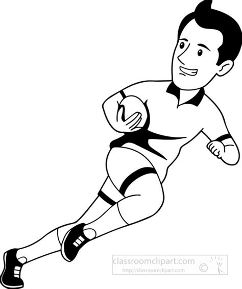 Rugby Clipart Boy Playing Rugby Outline Clipart Dark Tone