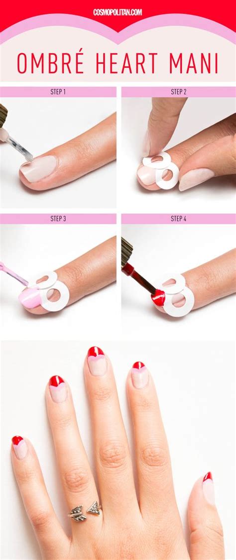 Instead of just painting one heart onto the nail, painting a couple making an interlocking line. How-To Nail Art: Heart Ombré Mani